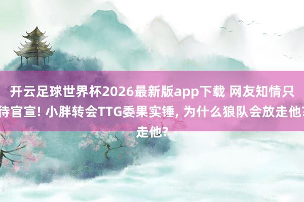 开云足球世界杯2026最新版app下载 网友知情只待官宣! 小胖转会TTG委果实锤, 为什么狼队会放走他?