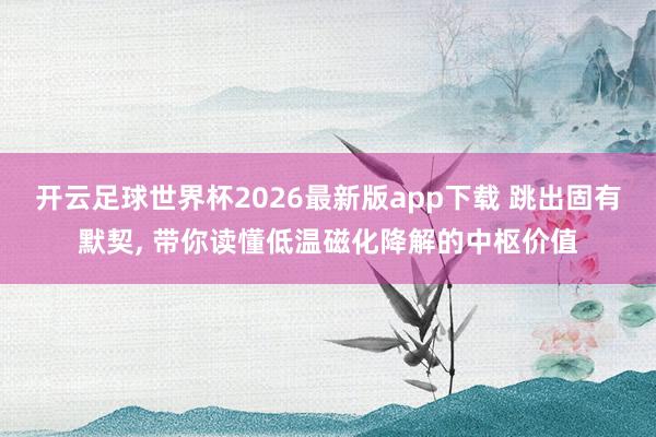 开云足球世界杯2026最新版app下载 跳出固有默契, 带你读懂低温磁化降解的中枢价值