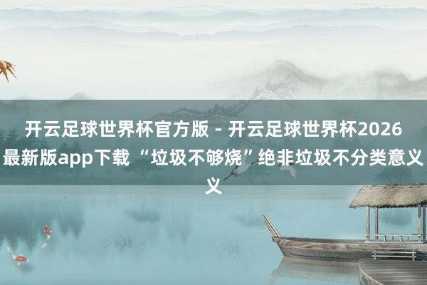开云足球世界杯官方版 - 开云足球世界杯2026最新版app下载 “垃圾不够烧”绝非垃圾不分类意义