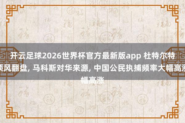 开云足球2026世界杯官方最新版app 杜特尔特顶风翻盘, 马科斯对华来源, 中国公民执捕频率大幅高涨