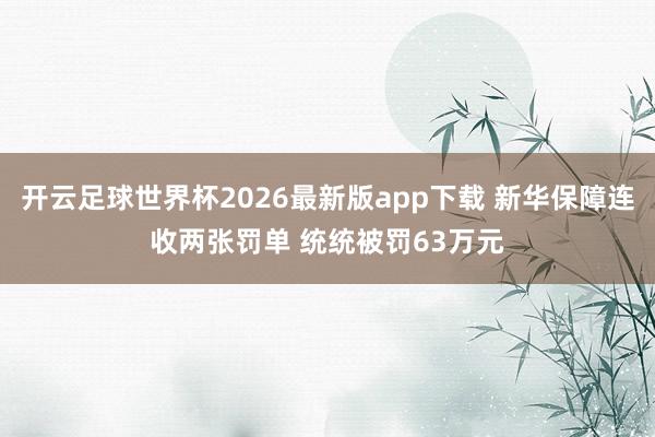 开云足球世界杯2026最新版app下载 新华保障连收两张罚单 统统被罚63万元