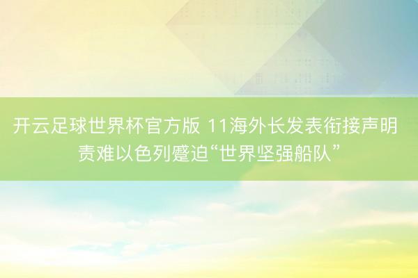 开云足球世界杯官方版 11海外长发表衔接声明 责难以色列蹙迫“世界坚强船队”