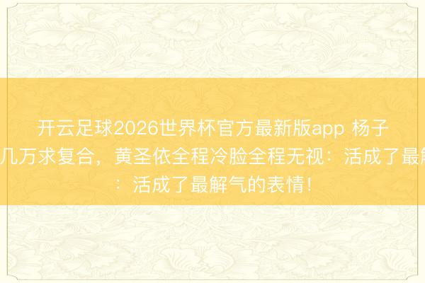 开云足球2026世界杯官方最新版app 杨子直播间刷十几万求复合，黄圣依全程冷脸全程无视：活成了最解气的表情！