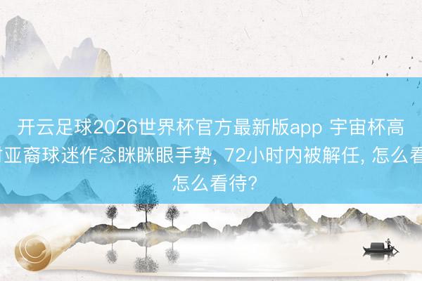 开云足球2026世界杯官方最新版app 宇宙杯高管对亚裔球迷作念眯眯眼手势， 72小时内被解任， 怎么看待?